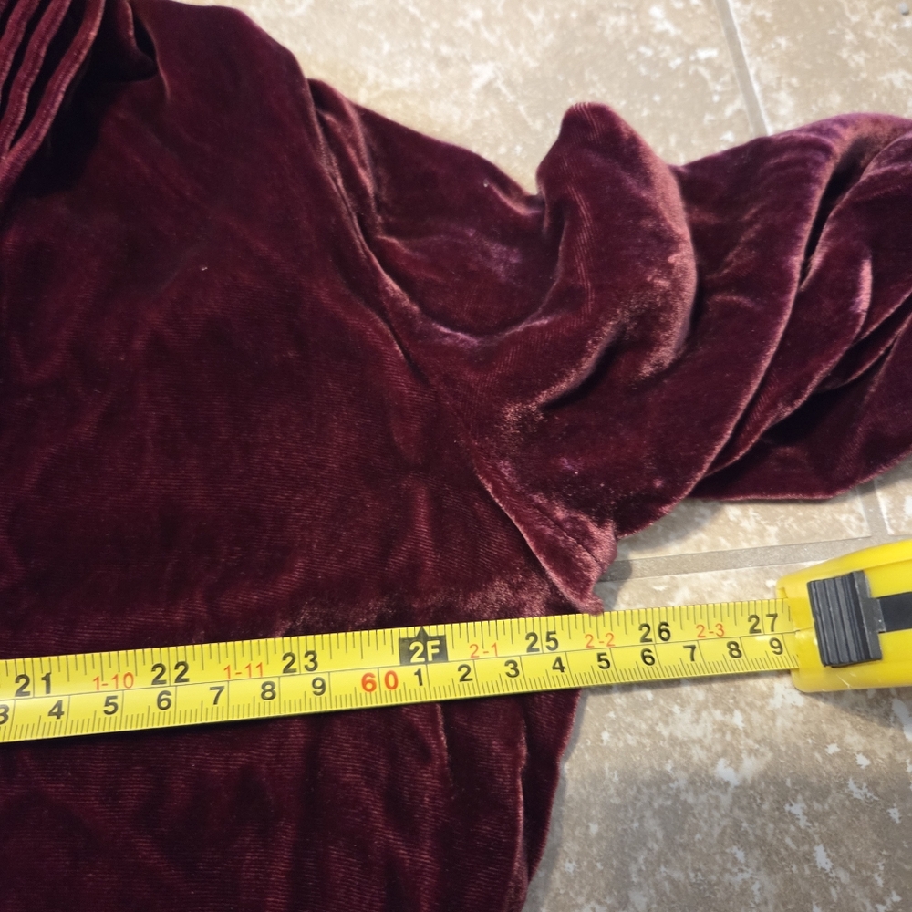 Soft Surroundings Women's Burgundy Velvet Ruffle Pintuck Silk Blend Top. Sz L - Picture 10 of 10